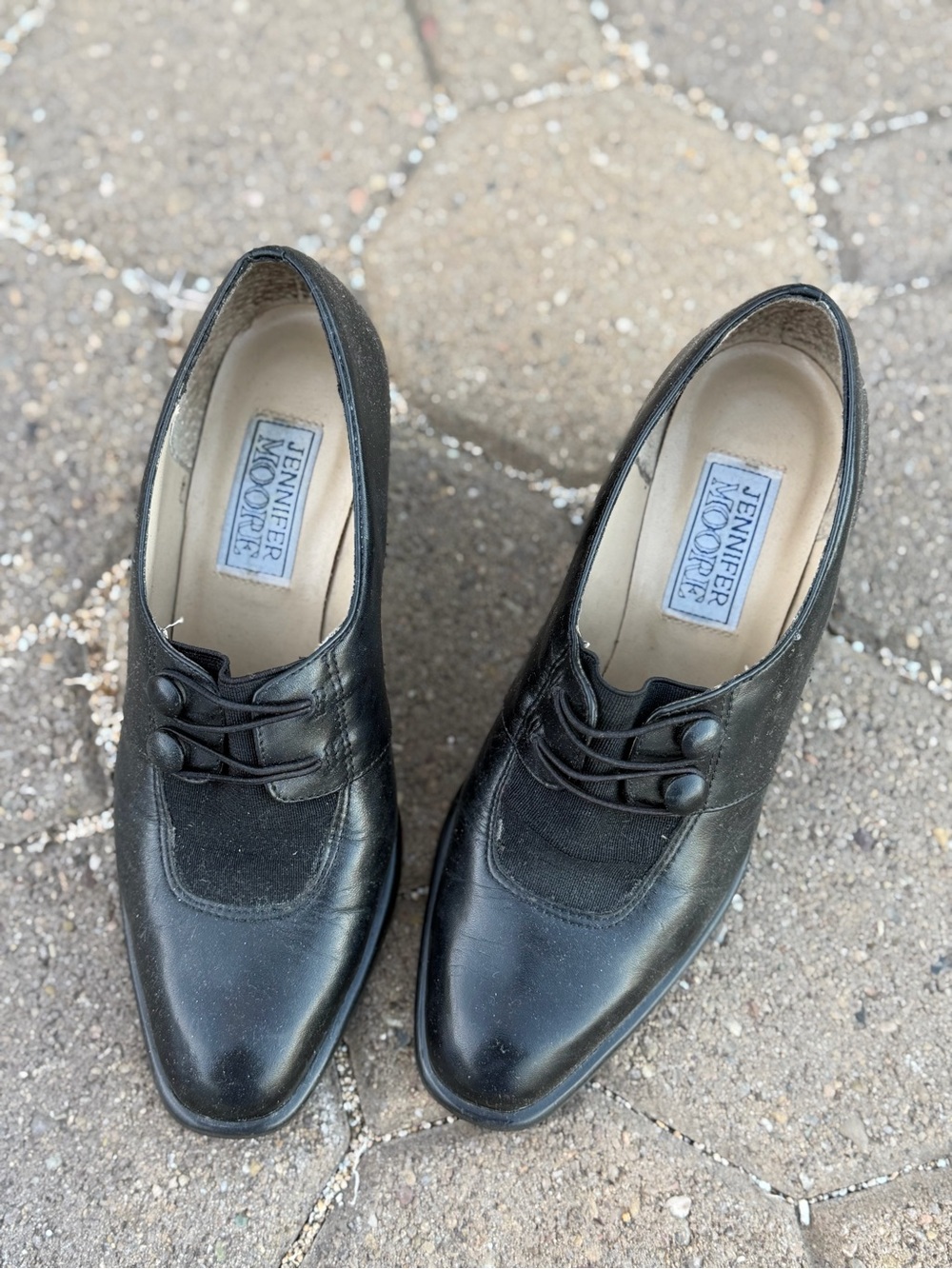 Jennifer Moore Black Leather Lace-Up Oxford Derbys